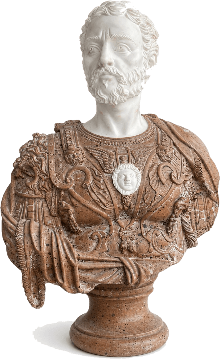 Busto classico con corazza decorata
