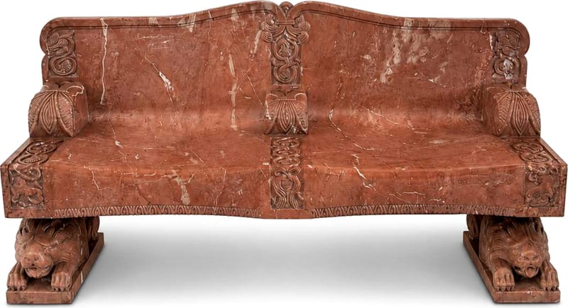Panca monumentale in marmo rosso — Marmo rosso venato