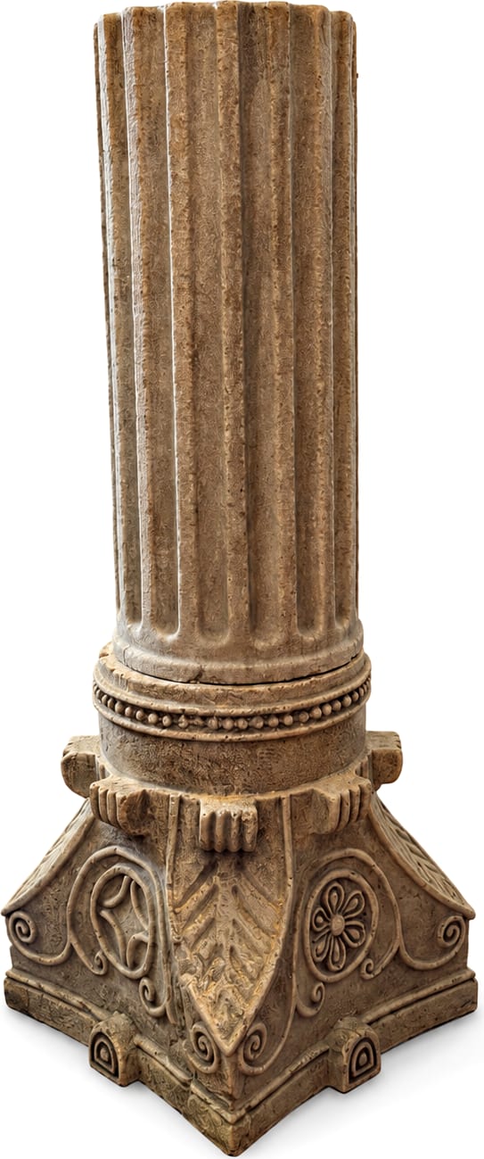 Base di colonna scanalata con piede decorato — Pietra calcarea / travertino bruno