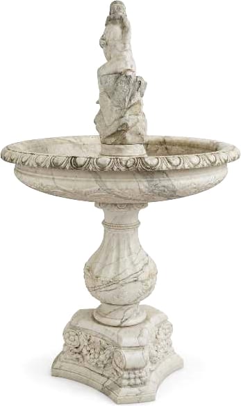 Fontana monumentale con figura centrale — Marmo bianco / avorio