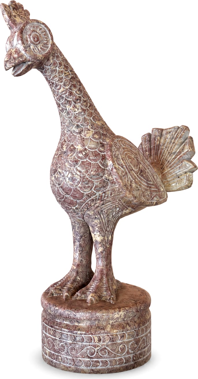 Scultura di gallo in marmo policromo — Marmo policromo scolpito