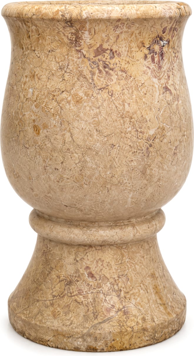 Vaso in marmo beige a profilo bombato — Marmo beige, finitura levigata